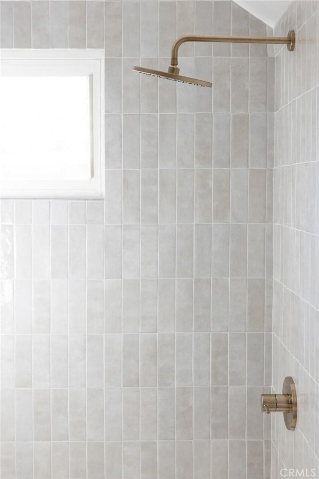 interior details featuring tiled shower