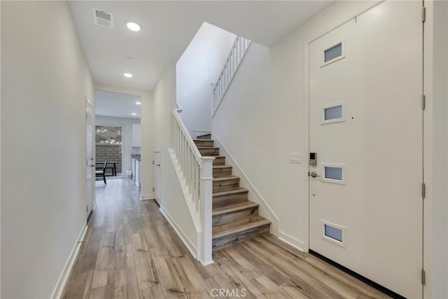 foyer featuring light hardwood / wood-style floors