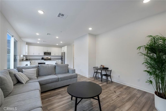 living room featuring wood-type flooring