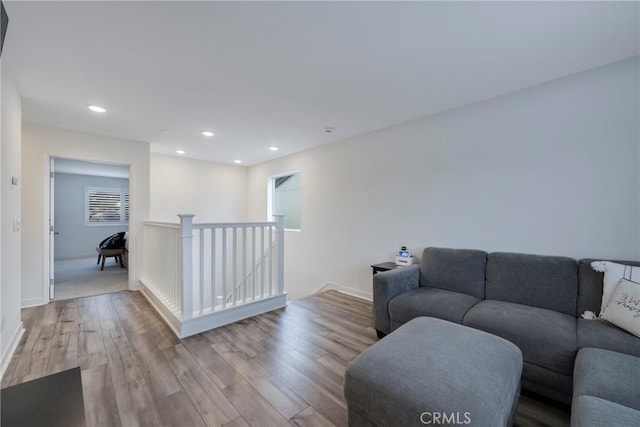 living room with light wood-type flooring