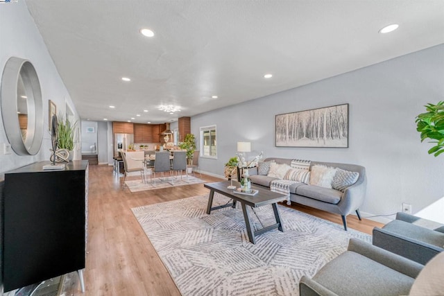 living room featuring light wood-type flooring