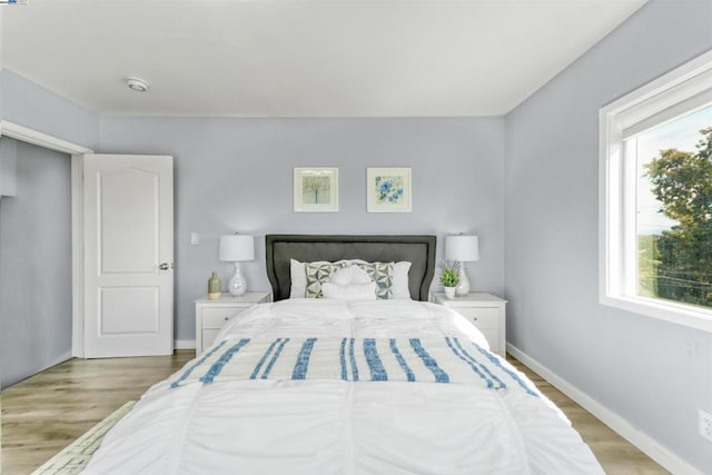 bedroom with wood-type flooring