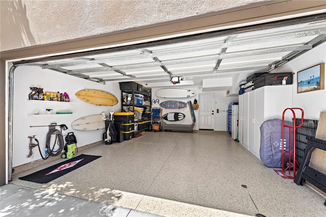 garage with a garage door opener