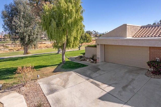 exterior space with a garage