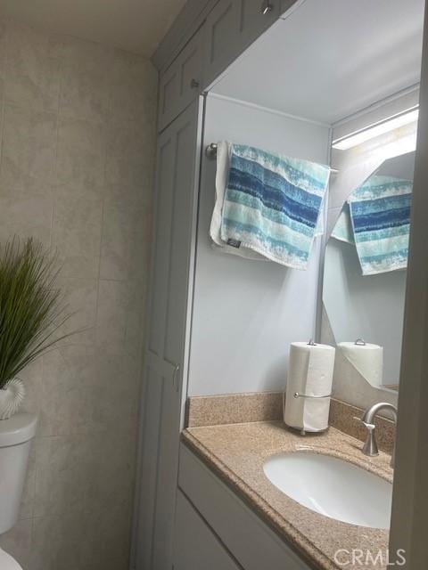 bathroom with toilet and vanity