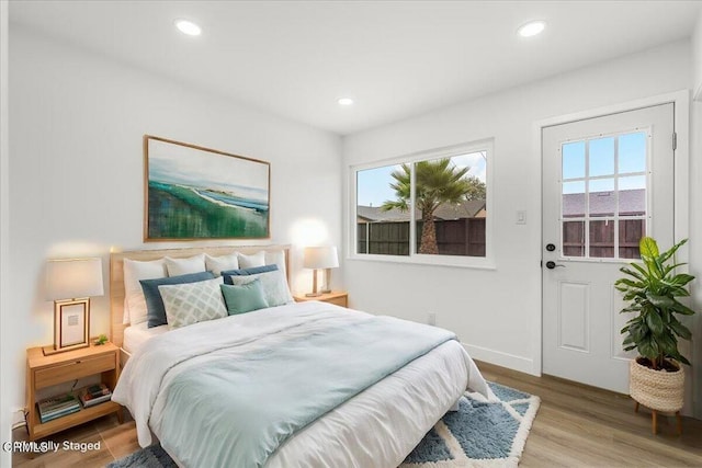 bedroom featuring light hardwood / wood-style flooring