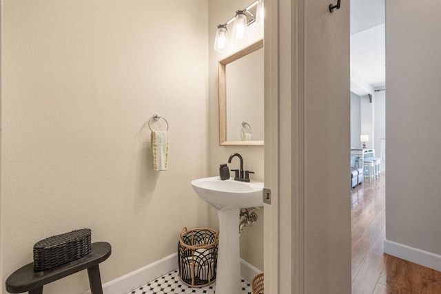 bathroom with sink and wood-type flooring