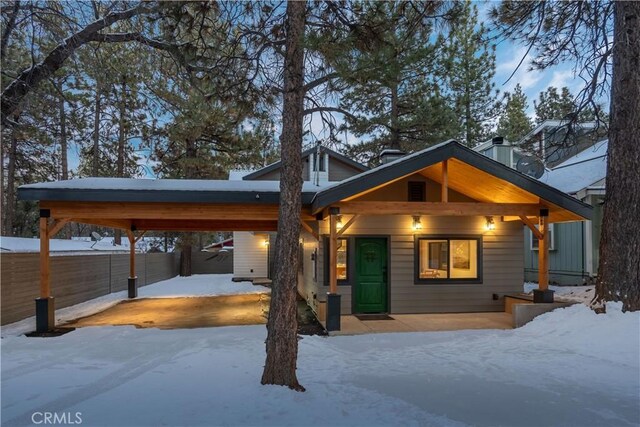 view of front of house with a carport