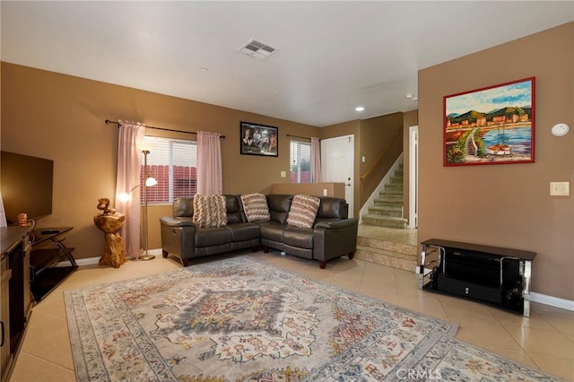 view of tiled living room