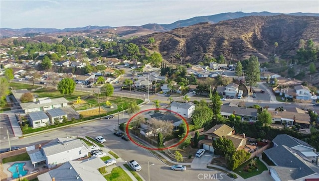 aerial view featuring a mountain view