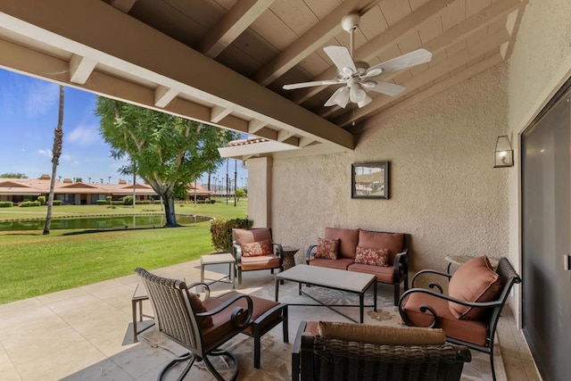 view of patio / terrace with an outdoor hangout area and ceiling fan