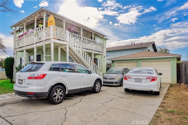 view of front of property with a garage