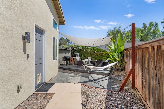 view of patio featuring grilling area and an outdoor living space