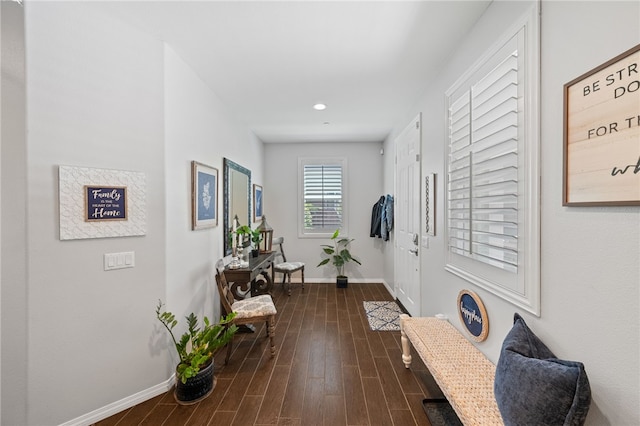 hallway featuring dark hardwood / wood-style floors