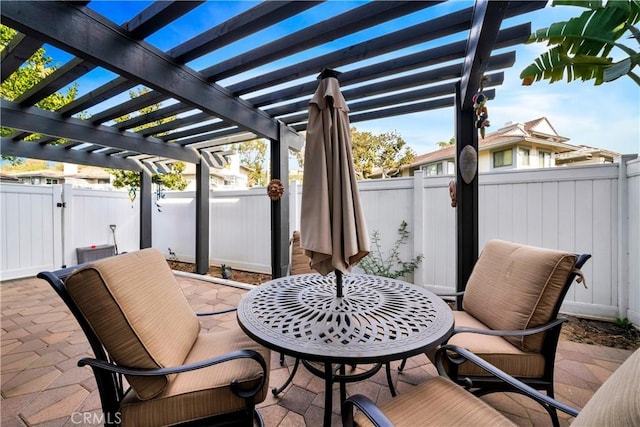 view of patio featuring a pergola