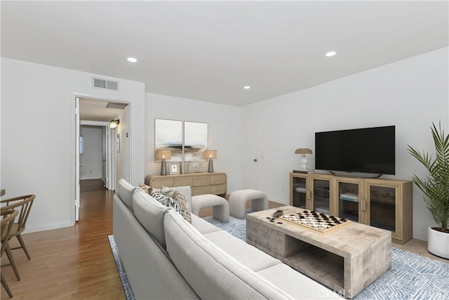 living room featuring light hardwood / wood-style floors