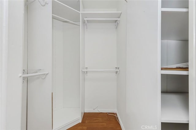 walk in closet with hardwood / wood-style flooring