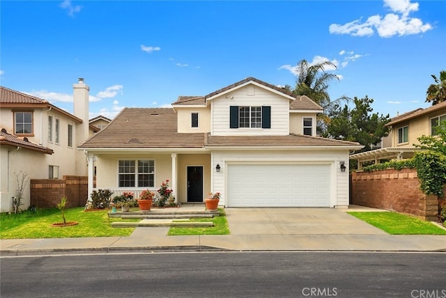 view of property with a garage