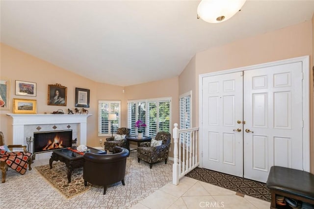 interior space featuring vaulted ceiling