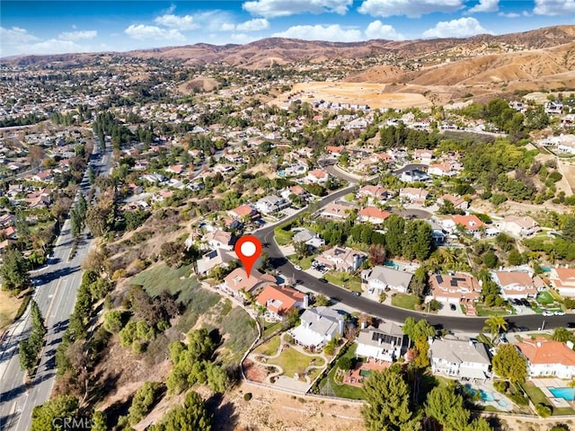 drone / aerial view with a mountain view