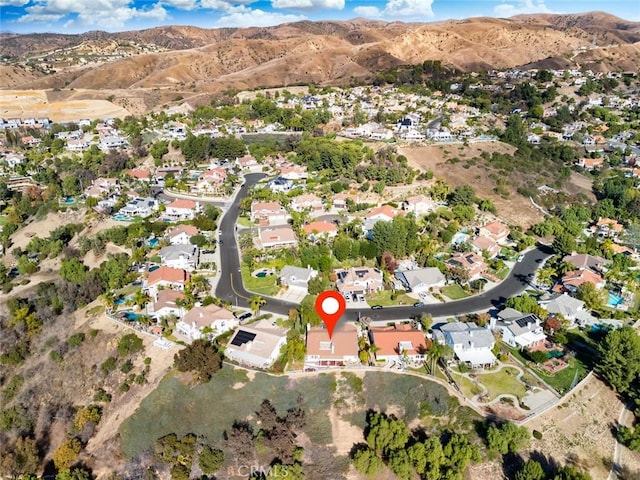 bird's eye view with a mountain view