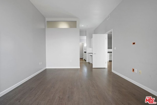 unfurnished living room featuring dark hardwood / wood-style floors