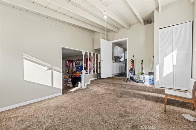 interior space with wooden ceiling