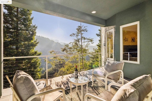 balcony with a mountain view