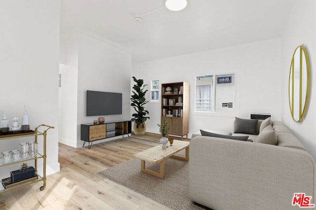 living room featuring light wood-type flooring