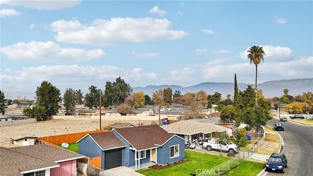 drone / aerial view with a mountain view