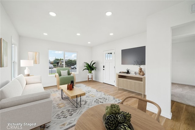 living room featuring light wood-type flooring