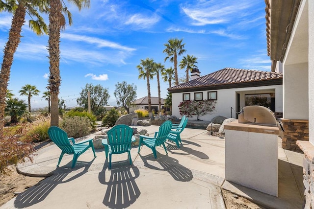 view of patio featuring exterior kitchen