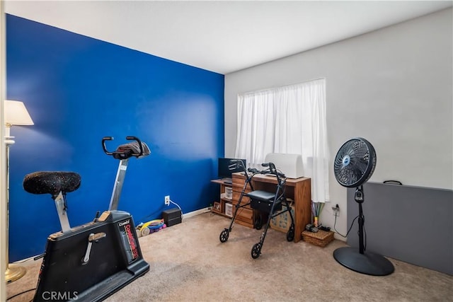 view of carpeted home office