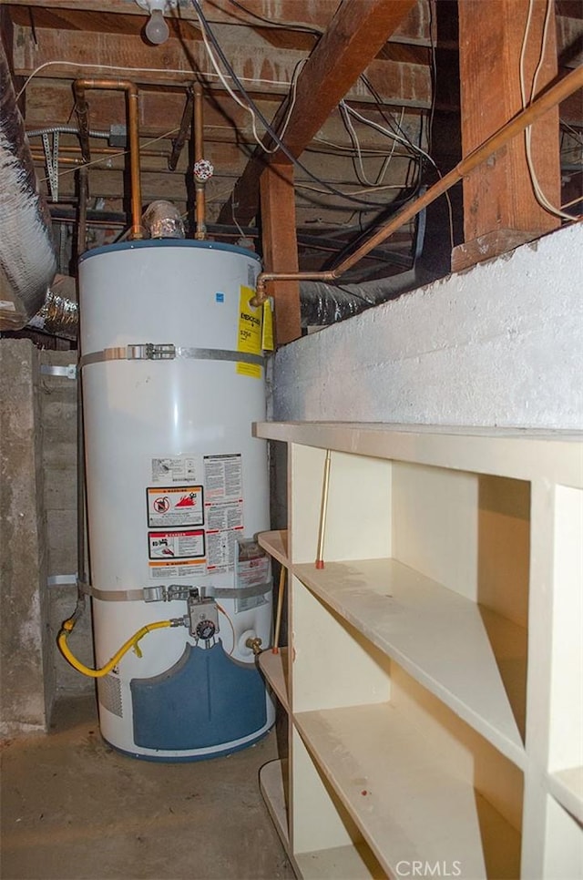 utility room featuring secured water heater