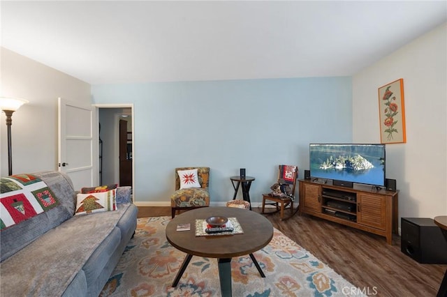 living room featuring dark hardwood / wood-style floors