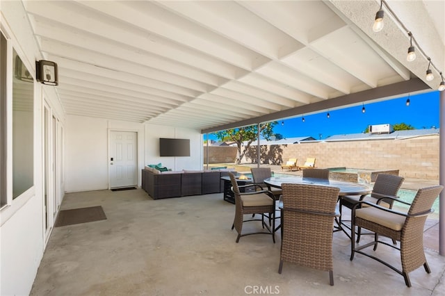 view of patio featuring an outdoor living space