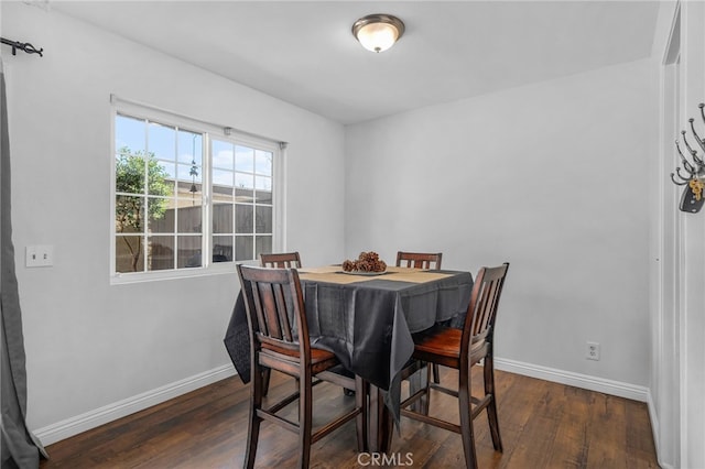 dining room with dark wood-type flooring