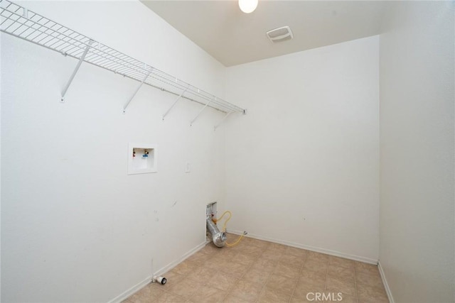 washroom featuring gas dryer hookup and hookup for a washing machine