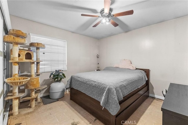 bedroom featuring ceiling fan