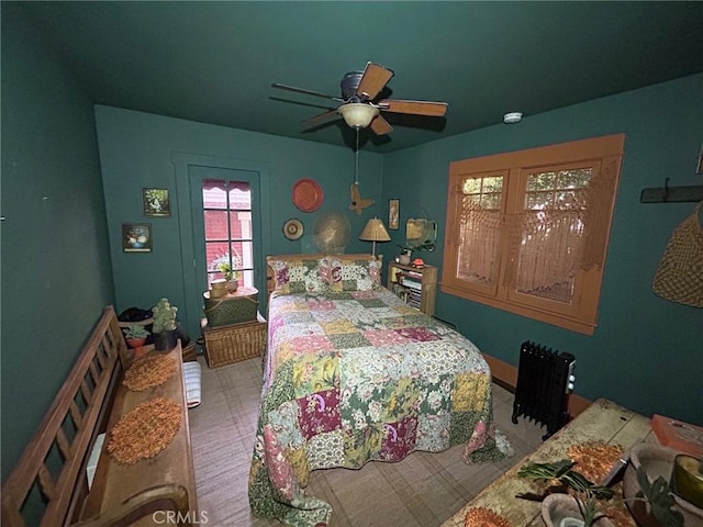 bedroom featuring ceiling fan