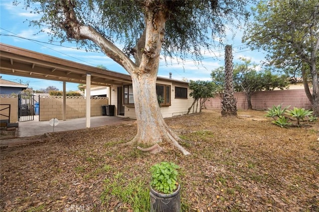 view of yard with a patio area