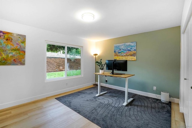 home office featuring light wood-type flooring