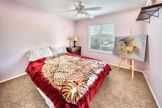 bedroom with carpet and ceiling fan