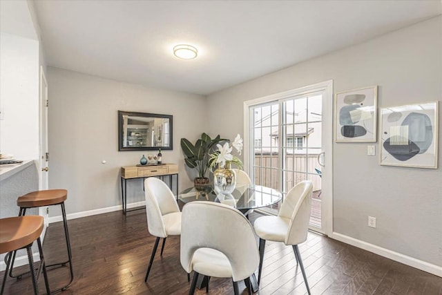 dining area featuring dark hardwood / wood-style floors