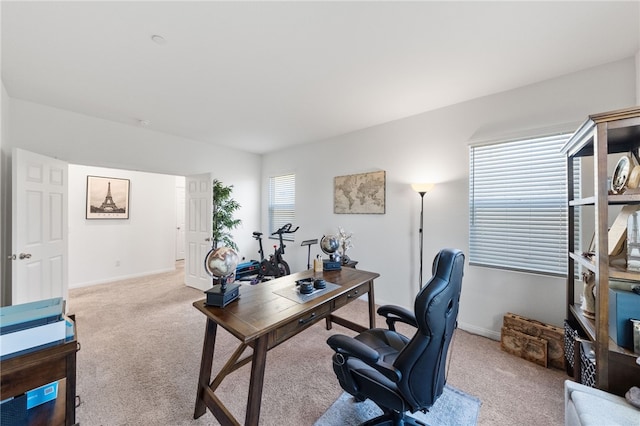 view of carpeted office space