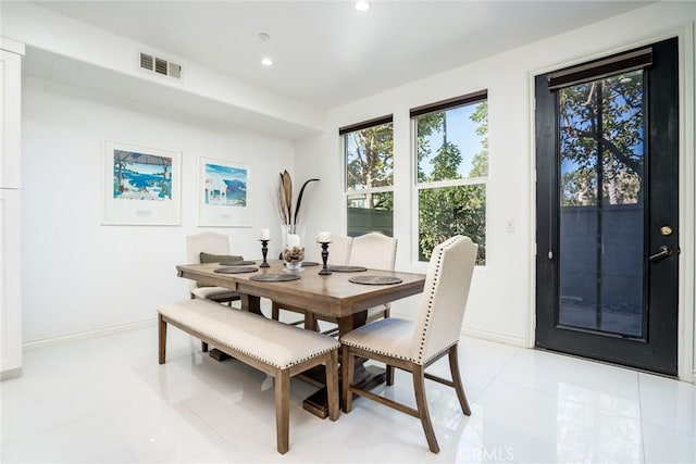 view of tiled dining room