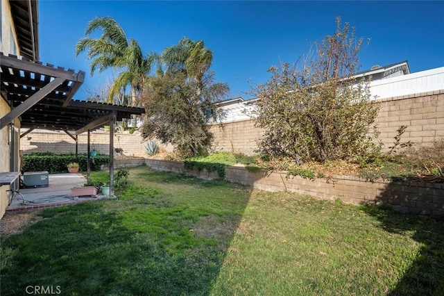 view of yard with a pergola