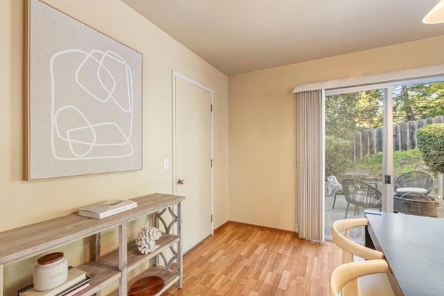 doorway featuring light hardwood / wood-style flooring