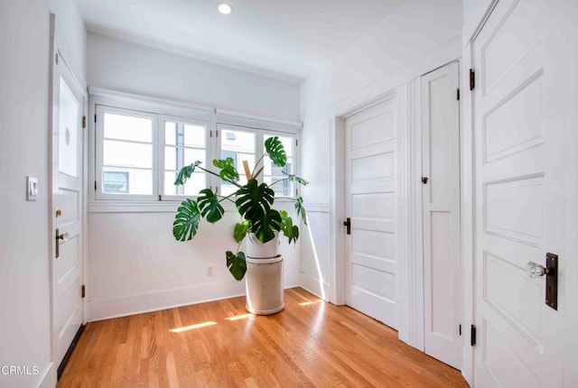 entryway with light wood-type flooring