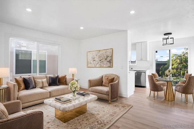 living room featuring light hardwood / wood-style floors